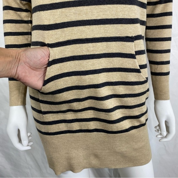 Max Studio Camel Tan & Black Striped Cotton Knit Sweater - Picture 3 of 7